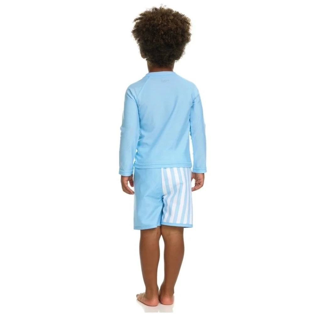 Bluey Toddler Boy Long Sleeve Rash Guard and Trunk Swim Set 2 Piece Blue 4T
